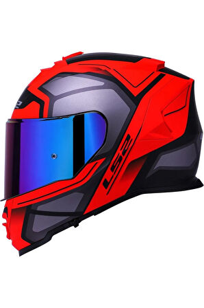 Storm 2 Faster Mat Kırmızı Kapalı Motosiklet Kaskı  Gökkuşağı Camlı