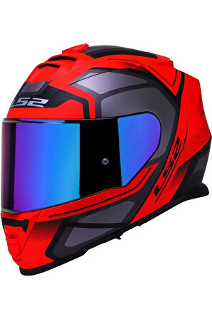 Storm 2 Faster Mat Kırmızı Kapalı Motosiklet Kaskı  Gökkuşağı Camlı