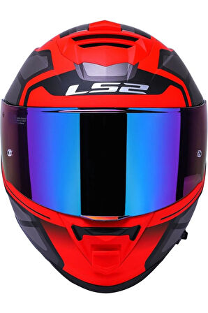 Storm 2 Faster Mat Kırmızı Kapalı Motosiklet Kaskı  Gökkuşağı Camlı
