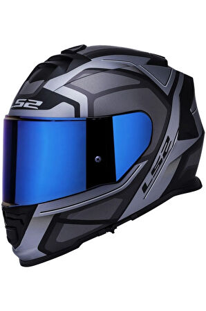 Storm 2 Faster Mat Tıtanıum Kapalı Motosiklet Kaskı Mavi Camlı