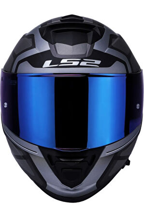 Storm 2 Faster Mat Tıtanıum Kapalı Motosiklet Kaskı Mavi Camlı