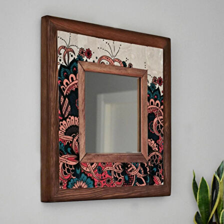 Mandala Temalı - Desenli Mermer Dekoratif Ayna - 34x34cm - 025.1