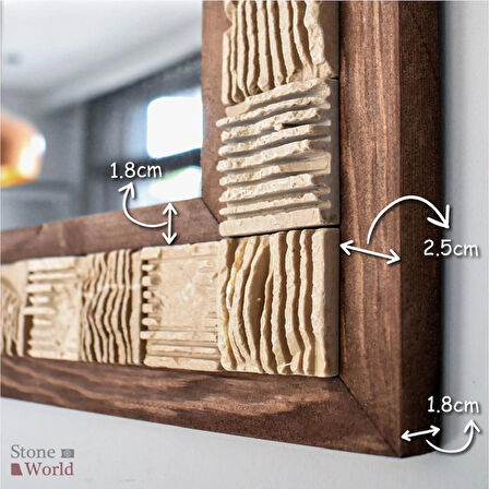 Scratch Bej Mermer Dekoratif Ayna – 40×40 cm