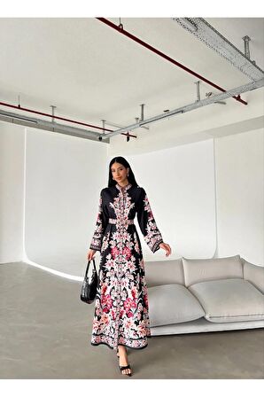 Atlas Kumaş Elbise (KEMER DAHİLDİR)-siyah-4235