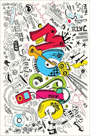 Renkli Pop Art Temalı Dokuma Leke Tutmaz Masa Örtüsü MSO030