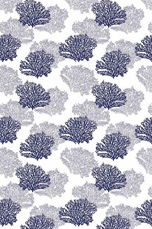 Lacivert Yapraklı Dokuma Leke Tutmaz Masa Örtüsü MSO047