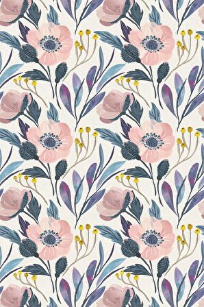 Eflatun Çiçekli Dokuma Leke Tutmaz Masa Örtüsü MSO056