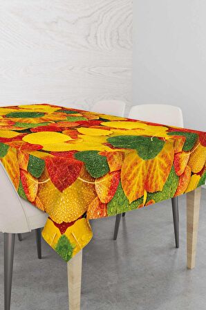 Sarı Yapraklı Dokuma Leke Tutmaz Masa Örtüsü MSO070