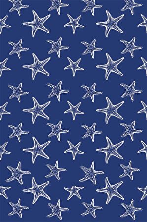 Mavi Deniz Yıldızı Dokuma Leke Tutmaz Masa Örtüsü MSO074