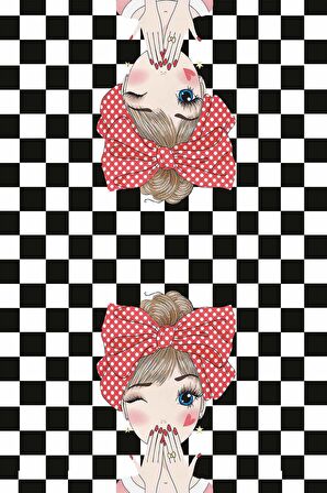 Siyah Pop Art Temalı Dokuma Leke Tutmaz Masa Örtüsü MSO111