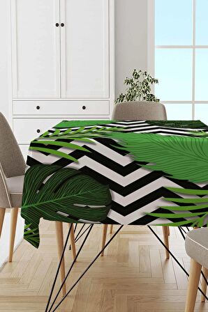 Yeşil Yapraklı Dokuma Leke Tutmaz Masa Örtüsü MSO113