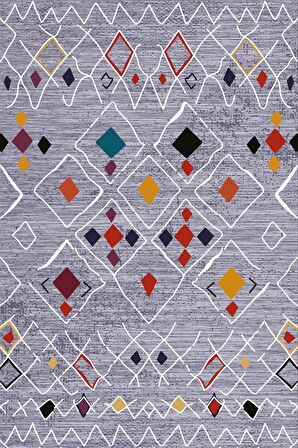 Gri Etnik Desenli Dokuma Leke Tutmaz Masa Örtüsü MSO132