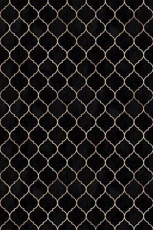 Siyah Fas Desen Dokuma Leke Tutmaz Masa Örtüsü MSO153