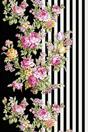 Pembe Çiçek Desenli Dokuma Leke Tutmaz Masa Örtüsü MSO159