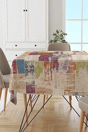 Çok Renkli Patchwork Dokuma Leke Tutmaz Masa Örtüsü MSO170