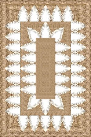 Bej Hasır Görünümlü Dokuma Leke Tutmaz Masa Örtüsü MSO190