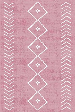 Pembe Etnik Desen Moroccan Leke Tutmaz Masa Örtüsü MSO194