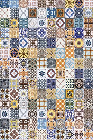 Çok Renkli Çini Desen Dokuma Leke Tutmaz Masa Örtüsü MSO198