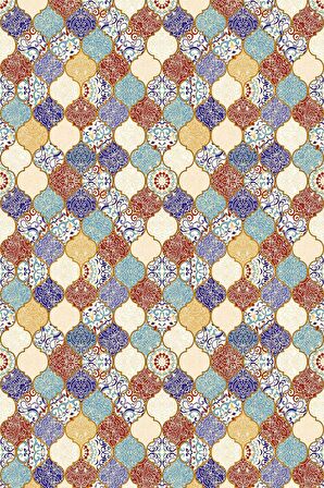 Çok Renkli Çini Desen Dokuma Leke Tutmaz Masa Örtüsü MSO200