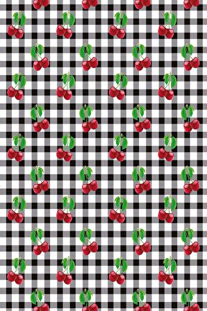 Kırmızı Kiraz Meyveli Dokuma Leke Tutmaz Masa Örtüsü MSO219