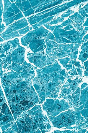 Turkuaz Mermer Görünüm Dokuma Leke Tutmaz Masa Örtüsü MSO239