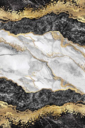 Siyah Mermer Görünümlü Dokuma Leke Tutmaz Masa Örtüsü MSO250