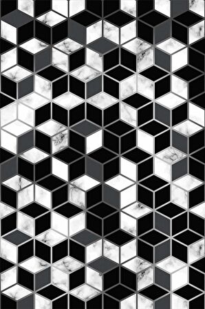 Siyah Petek Desenli Dokuma Leke Tutmaz Masa Örtüsü MSO271