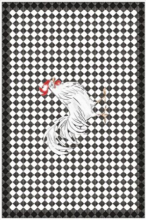 Gri Horoz Hayvan Temalı Leke Tutmaz Masa Örtüsü MSO306