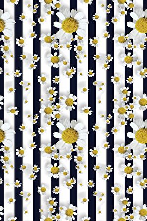 Siyah Papatyalı Leke Tutmaz Çiçekli Masa Örtüsü MSO319