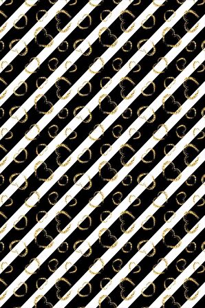 Siyah Kalp Desenli Dokuma Leke Tutmaz Masa Örtüsü MSO353