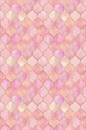 Pembe Fas Desen Dokuma Leke Tutmaz Masa Örtüsü MSO367