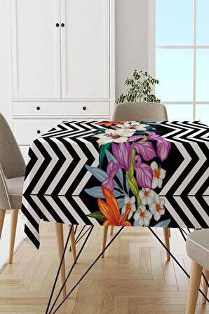 Renkli Çiçek Desenli Dokuma Leke Tutmaz Masa Örtüsü MSO405