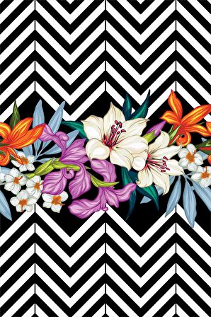 Renkli Çiçek Desenli Dokuma Leke Tutmaz Masa Örtüsü MSO405