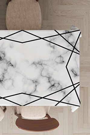 Siyah Prizma Desen Dokuma Leke Tutmaz Masa Örtüsü MSO421