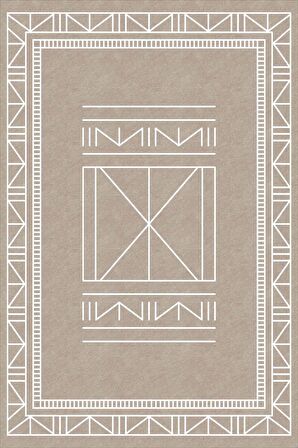 Bej Etnik Desenli Dokuma Leke Tutmaz Masa Örtüsü MSO430