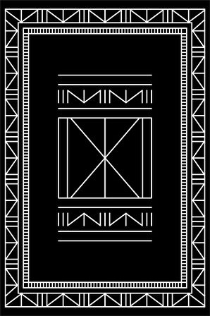 Siyah Etnik Desenli Dokuma Leke Tutmaz Masa Örtüsü MSO431