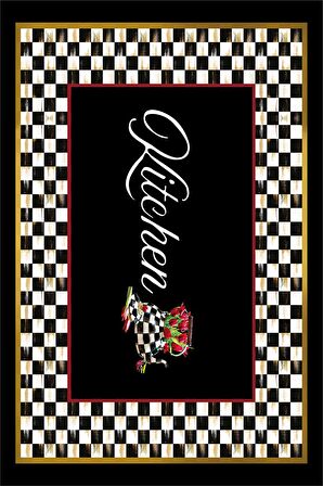 Siyah Mutfak Temalı Dokuma Leke Tutmaz Masa Örtüsü MSO435