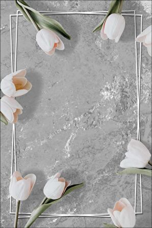 Gri Çiçek Desenli Dokuma Leke Tutmaz Masa Örtüsü MSO462