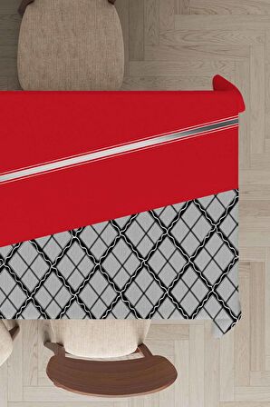 Kırmızı Ekoseli Dokuma Leke Tutmaz Masa Örtüsü MSO490