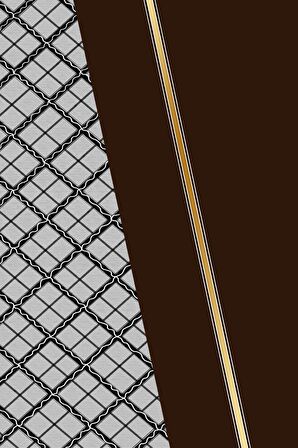 Kahverengi Ekoseli Dokuma Leke Tutmaz Masa Örtüsü MSO500