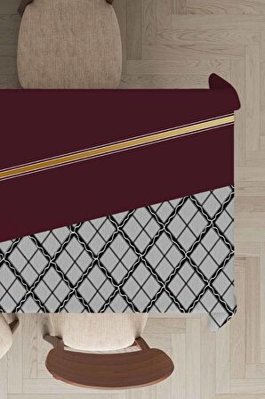 Bordo Ekoseli Dokuma Leke Tutmaz Masa Örtüsü MSO506