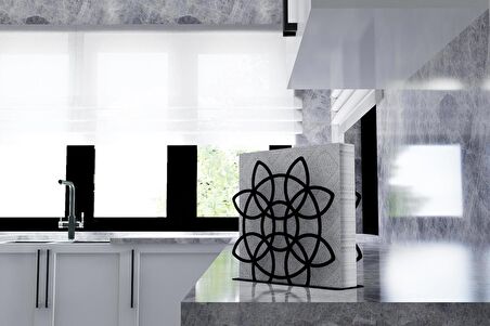 M&C Concept Motif Model-18 Metal Desenli Peçetelik - Siyah