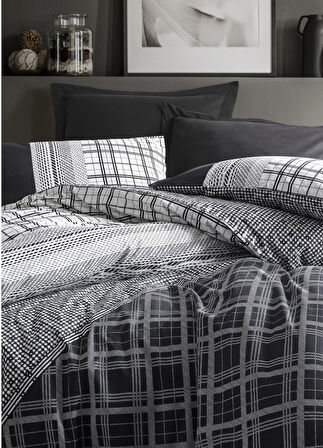 Cotton Box Masculine Ranforce Çift Kişilik Nevresim Takımı-Siyah