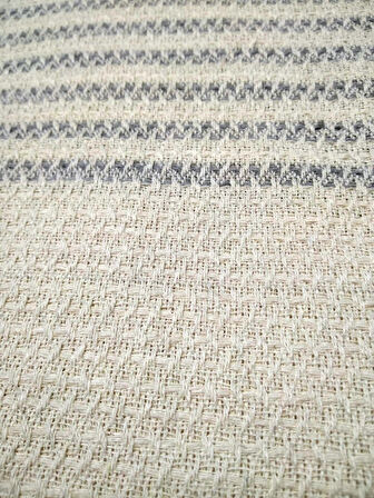 Mandaş Pamuklu Kaymaz Hasır Dokuma Koltuk-Çekyat Örtüsü Takımı 3+3+1+1 - Krem Gri Yeni