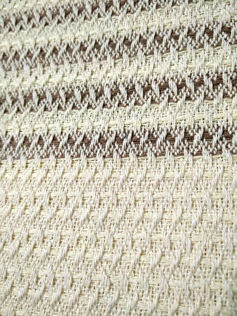 Pamuklu Kaymaz Hasır Dokuma Maxi Kolları Kapatan Koltuk Örtüsü (180x310) - Krem Kahve Yenii