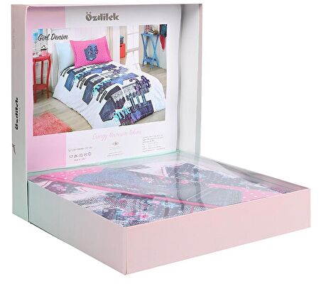 Özdilek Ranforce Tek Kişilik Genç Nevresim Takımı-Girl Denim Pembe