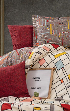 Cotton Box Modern Ranforce Tek Kişilik Nevresim Takımı-Joya Bordo
