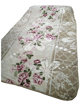 Merinos Gold Kalın Tek Kişilik Kabartmalı Battaniye (155x220)-Rose Bej