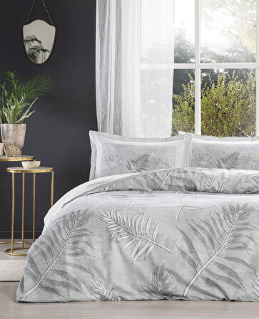 Özdilek Ranforce Tek Kişilik Nevresim Takımı-Frunze Gri