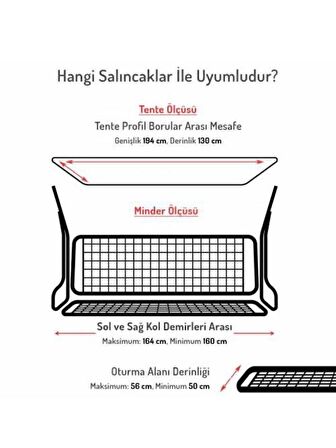 Mandaş Süngersiz 3 Kişilik Salıncak Minder Seti (Pamuklu Kumaş)-Gri Çizgili